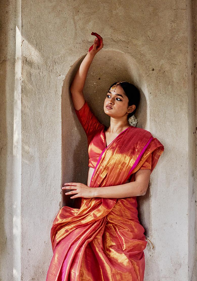 Pink Solid Cotton Saree