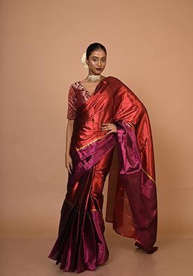Red Woven Cotton Saree