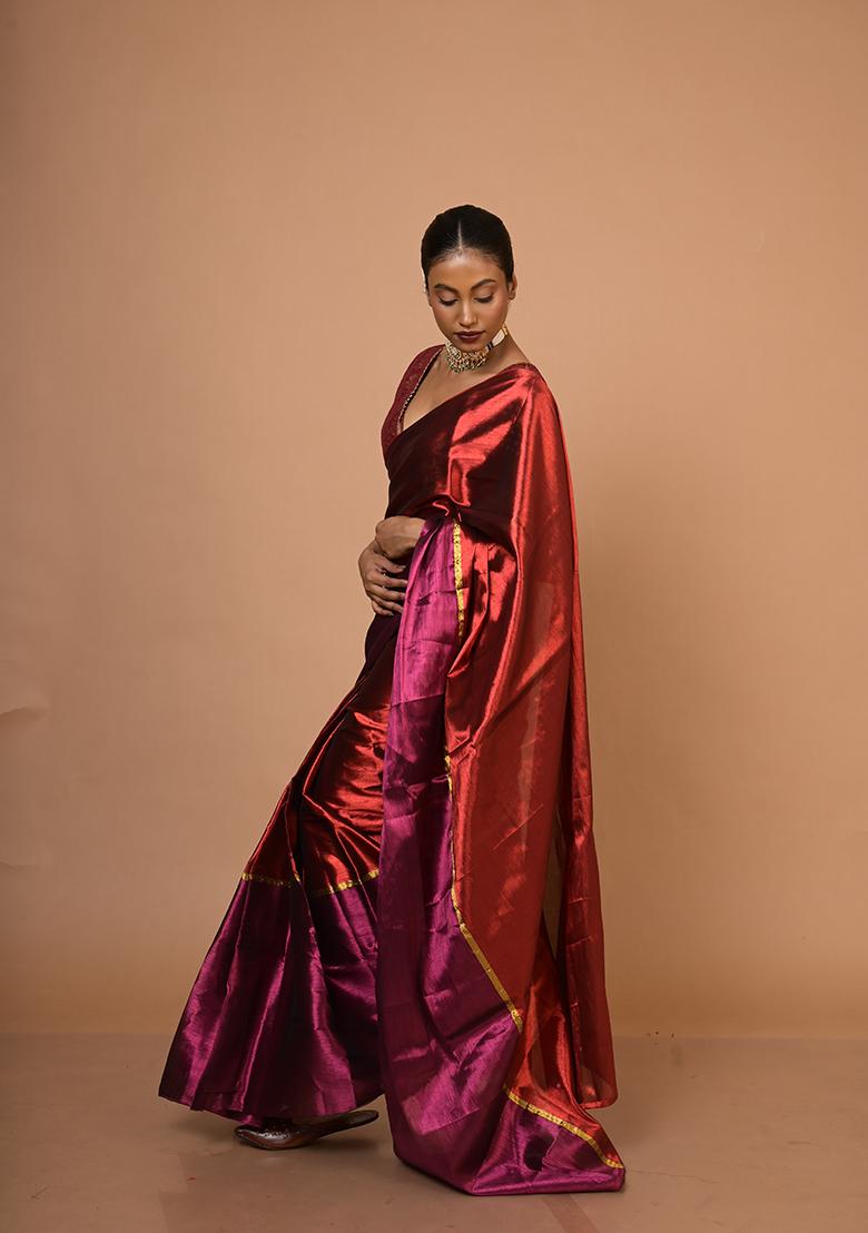 Red Woven Cotton Saree