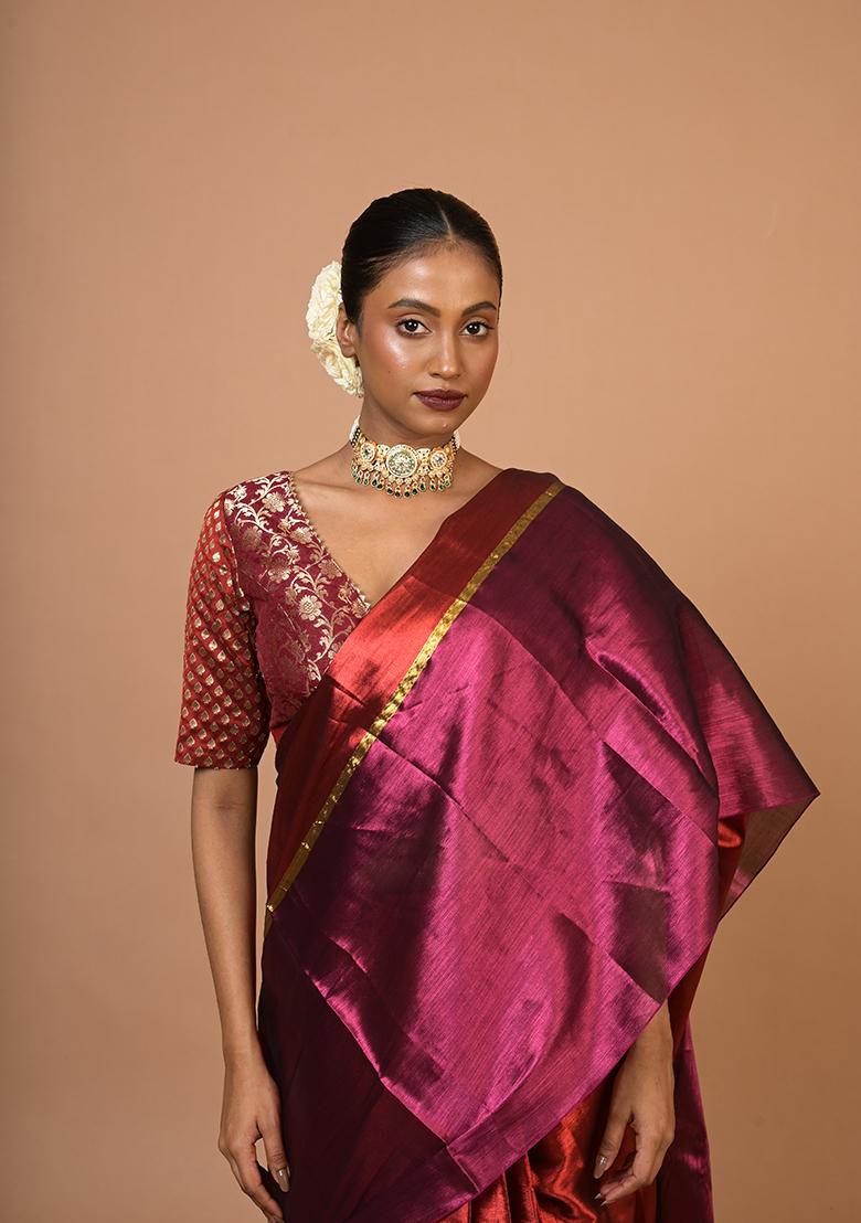 Red Woven Cotton Saree