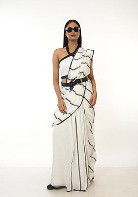 White Woven Cotton Saree