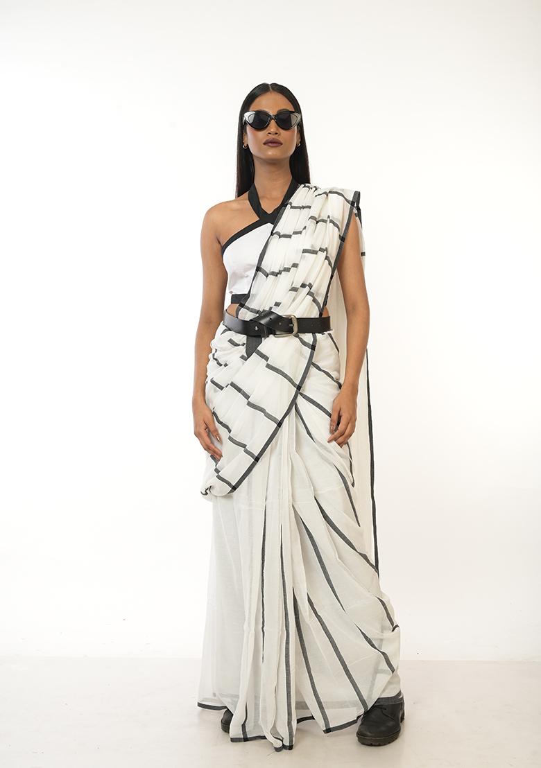 White Woven Cotton Saree