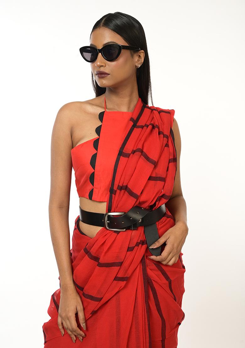 Red Woven Cotton Saree