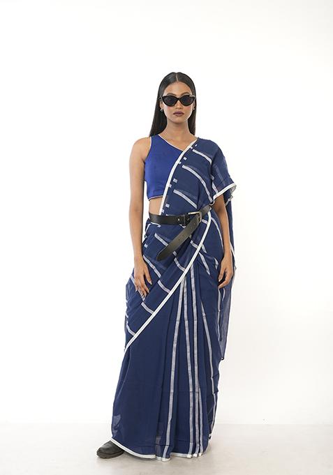 Blue Woven Tissue Saree