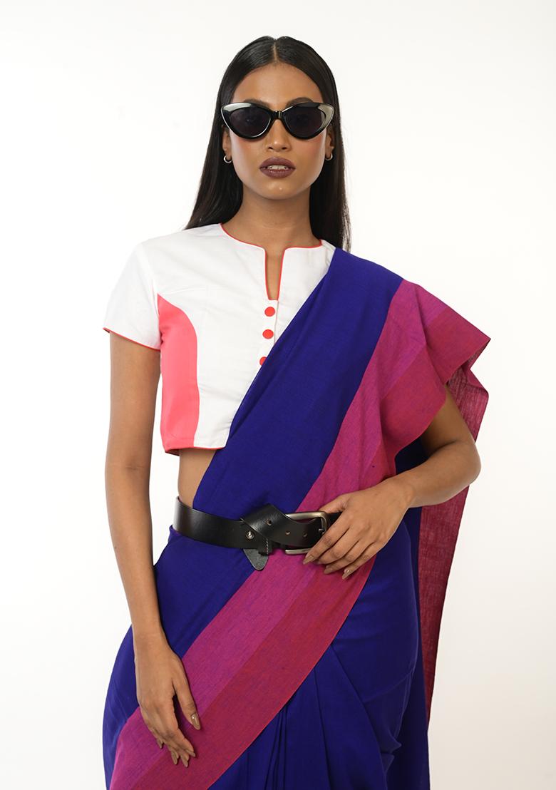 Blue Woven Cotton Saree