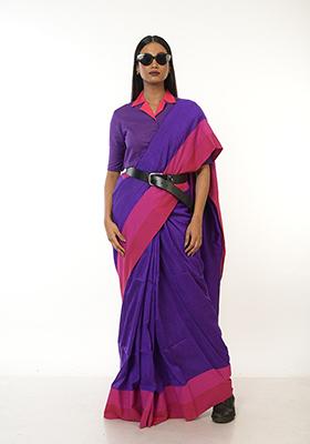 Purple Woven Cotton Saree
