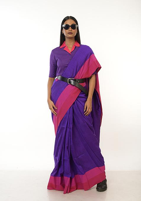 Purple Woven Tissue Saree