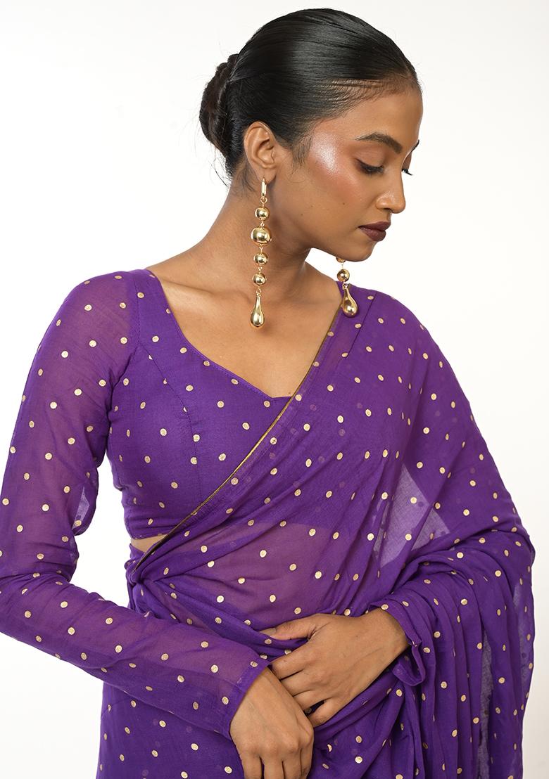 Purple Printed Cotton Saree