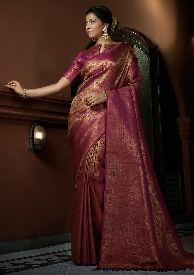 Pink Weaving Art Silk Saree Set