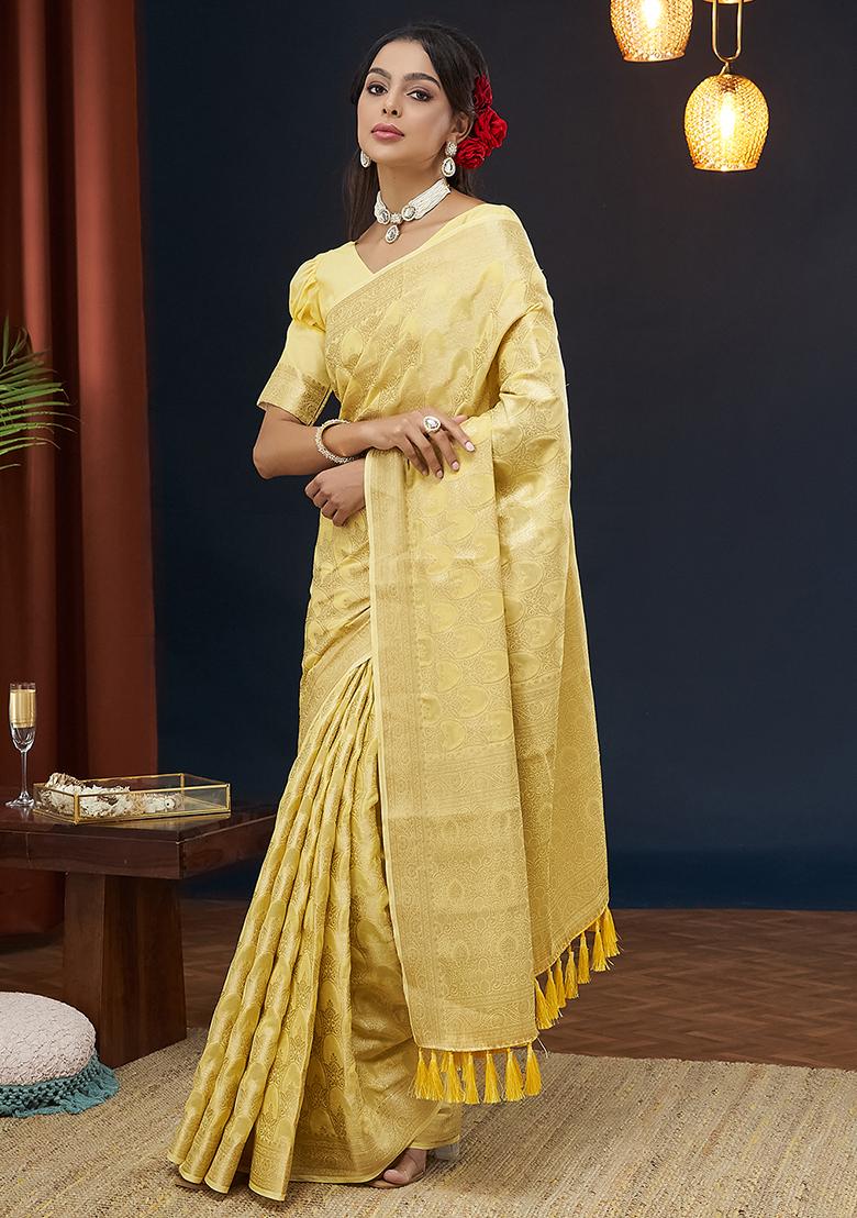 Yellow Zari Work Georgette Saree Set