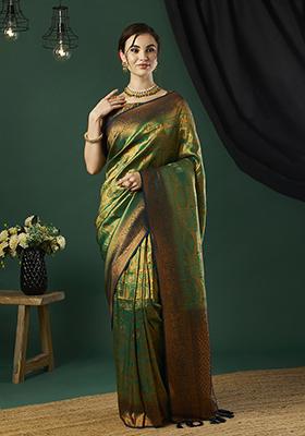 Green Zari Work Kanjeevaram Silk Saree Set