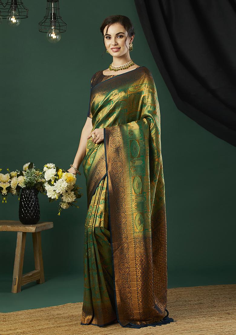 Green Zari Work Kanjeevaram Silk Saree Set