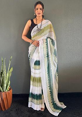 Multicolour Printed Nylon Saree Set