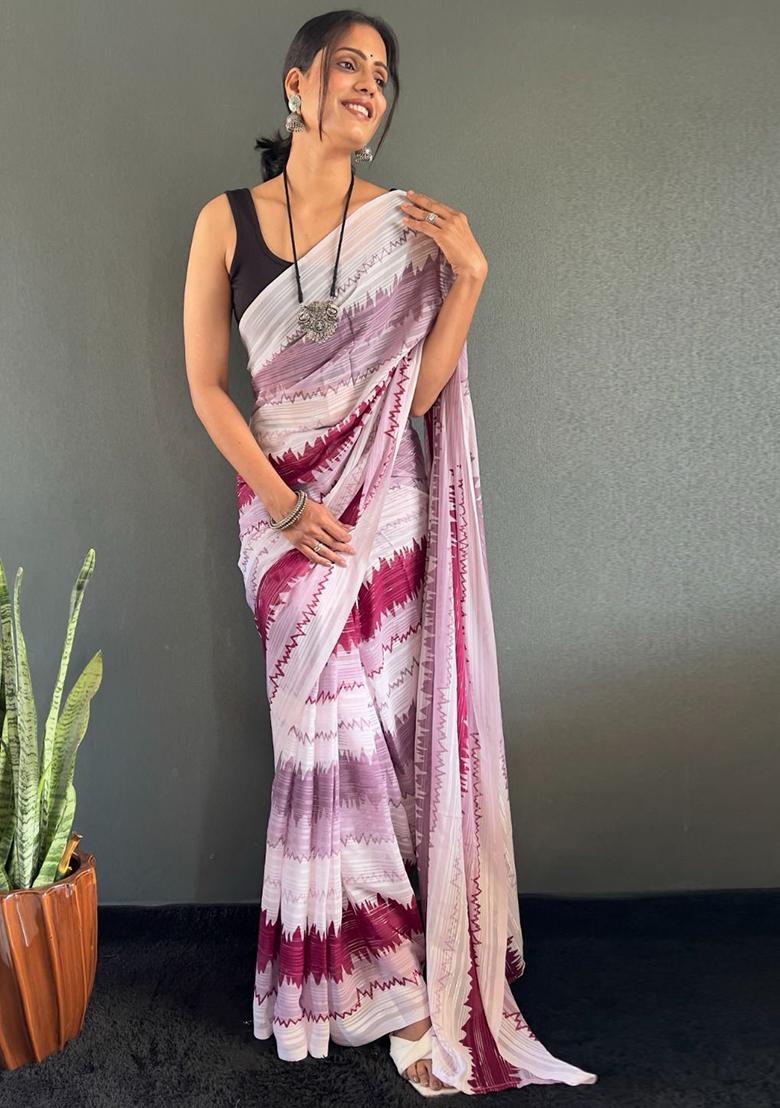 Multicolour Printed Nylon Saree Set