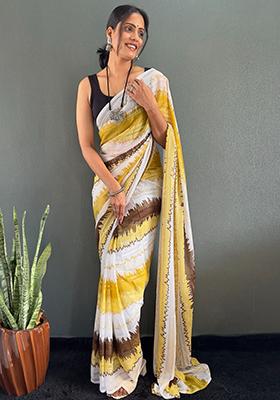 Multicolour Printed Nylon Saree Set