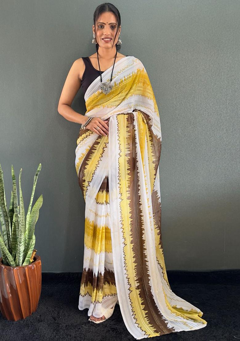 Multicolour Printed Nylon Saree Set