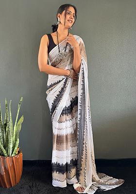 Multicolour Printed Nylon Saree Set