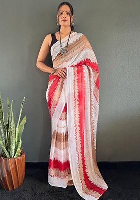 Multicolour Printed Nylon Saree Set