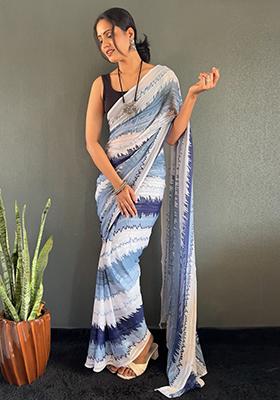 Multicolour Printed Nylon Saree Set