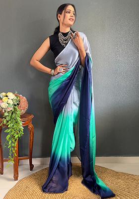 Multicolour Printed Georgette Saree Set