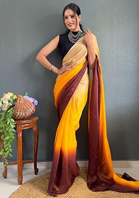Multicolour Printed Georgette Saree Set