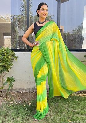 Multicolour Printed Nylon Saree Set