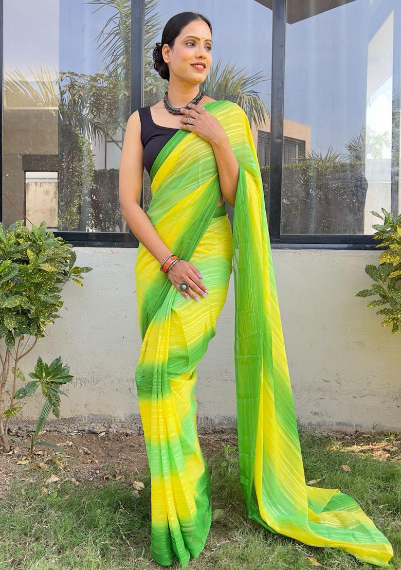Multicolour Printed Nylon Saree Set