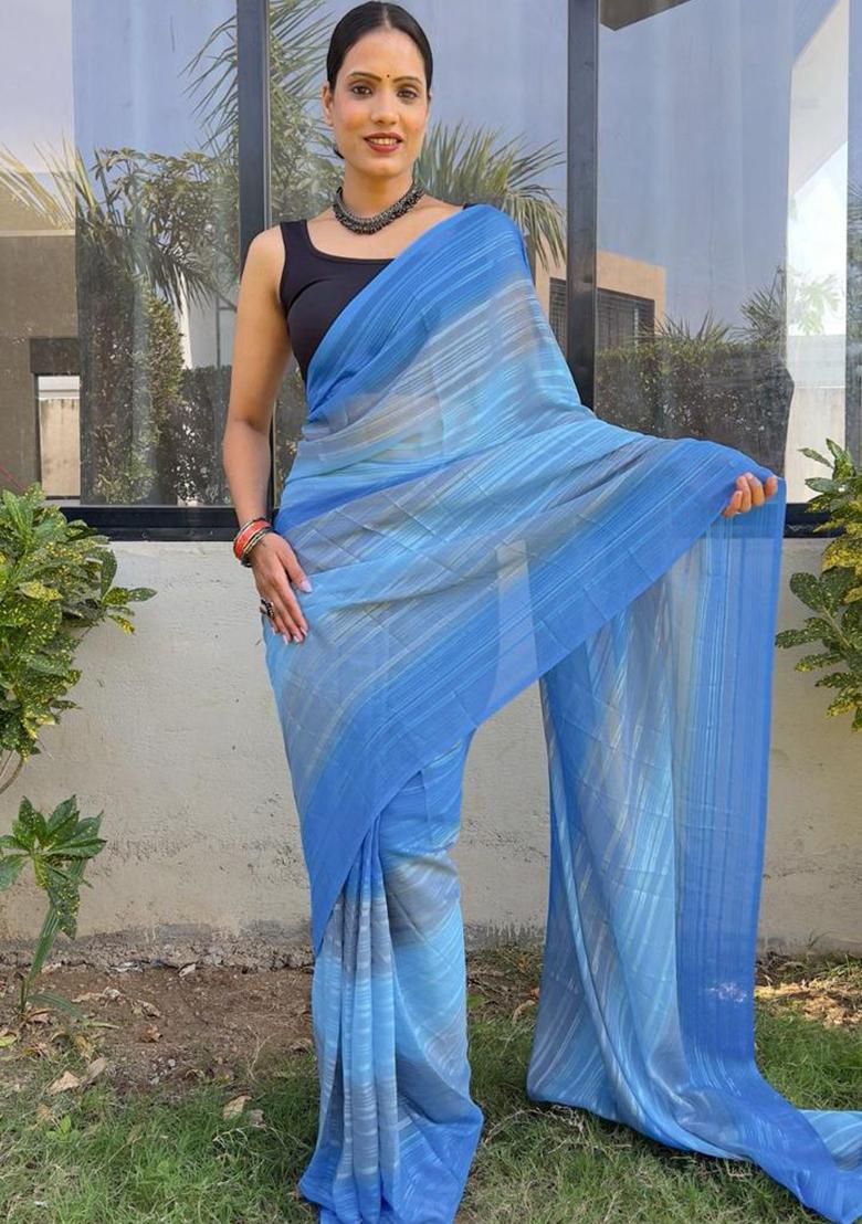 Multicolour Printed Nylon Saree Set