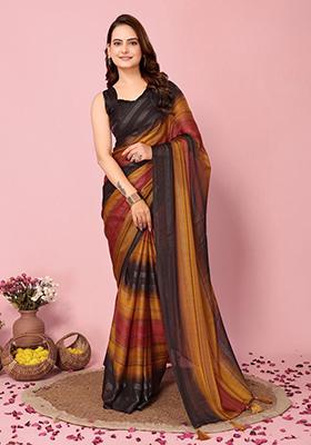 Multicolour Printed Nylon Saree Set