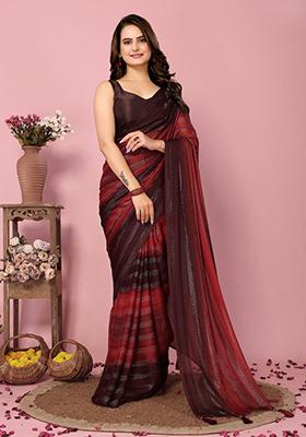 Multicolour Printed Nylon Saree Set