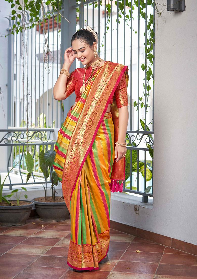 Pink Jacquard Banarasi Silk Saree Set