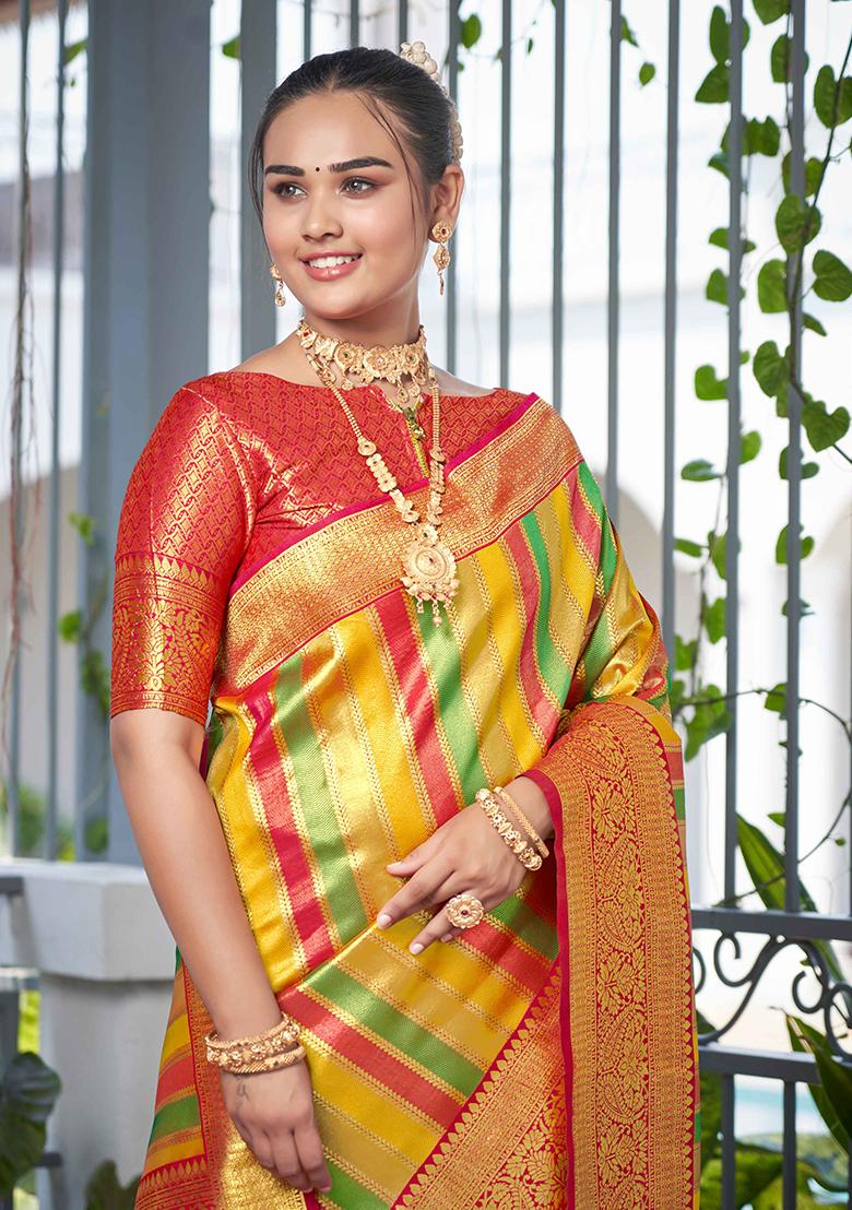 Pink Jacquard Banarasi Silk Saree Set