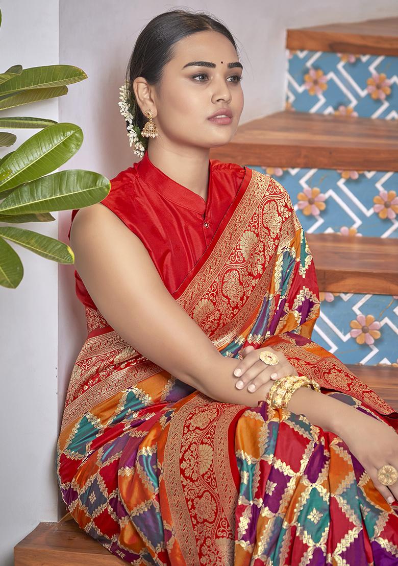 Yellow Jacquard Banarasi Silk Saree Set