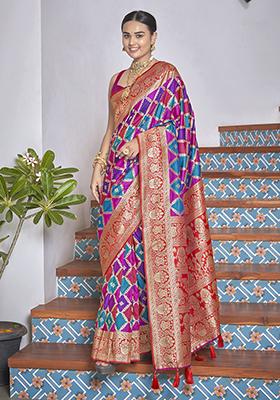 Pink Jacquard Banarasi Silk Saree Set