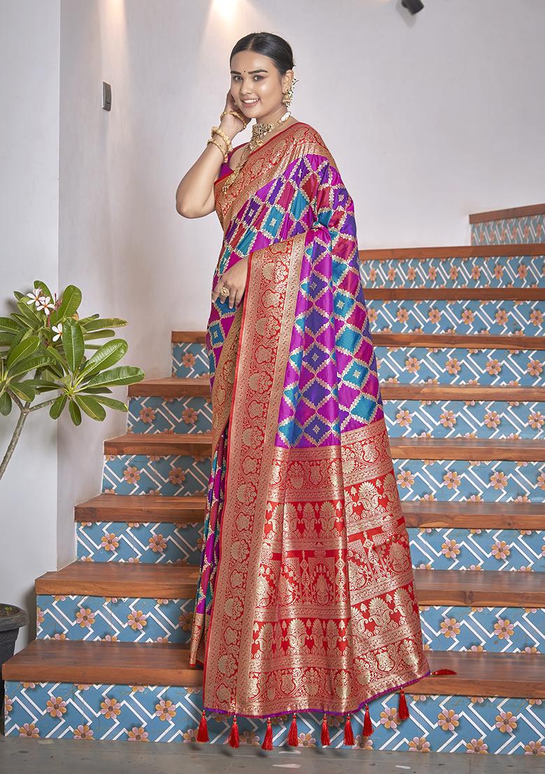 Pink Jacquard Banarasi Silk Saree Set