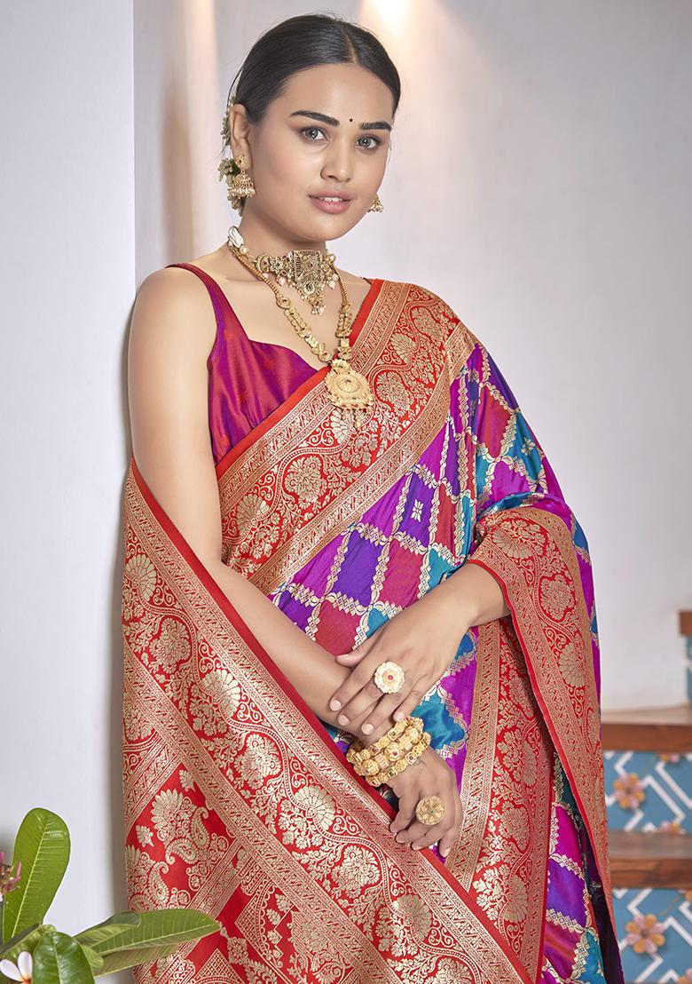 Pink Jacquard Banarasi Silk Saree Set