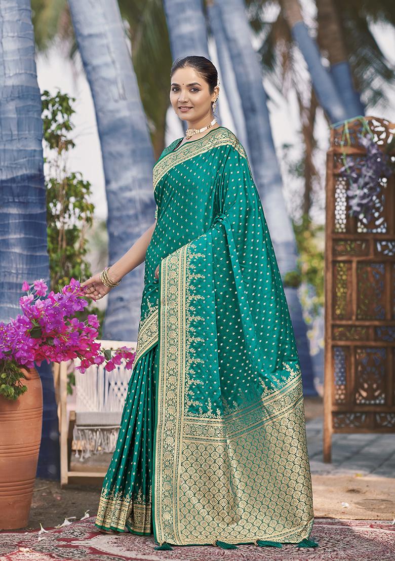 Green Jacquard Banarasi Silk Saree Set