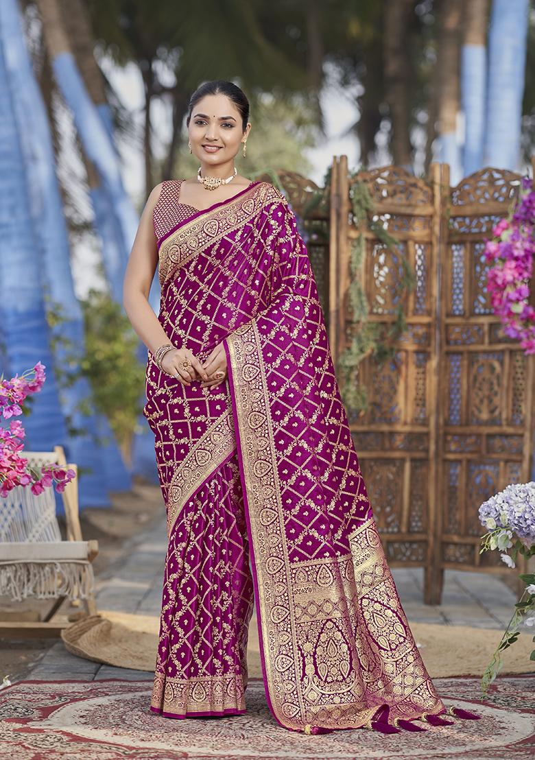 Pink Jacquard Banarasi Silk Saree Set