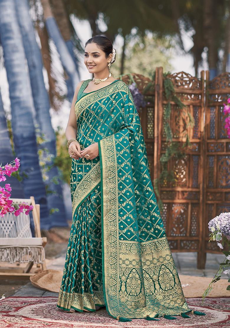 Green Jacquard Banarasi Silk Saree Set