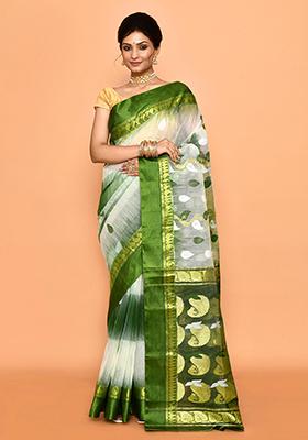 Off White Zari Work Cotton Saree (Without Blouse)