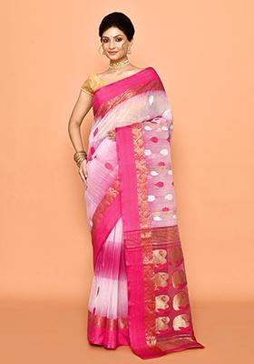 Off White Zari Work Cotton Saree (Without Blouse)