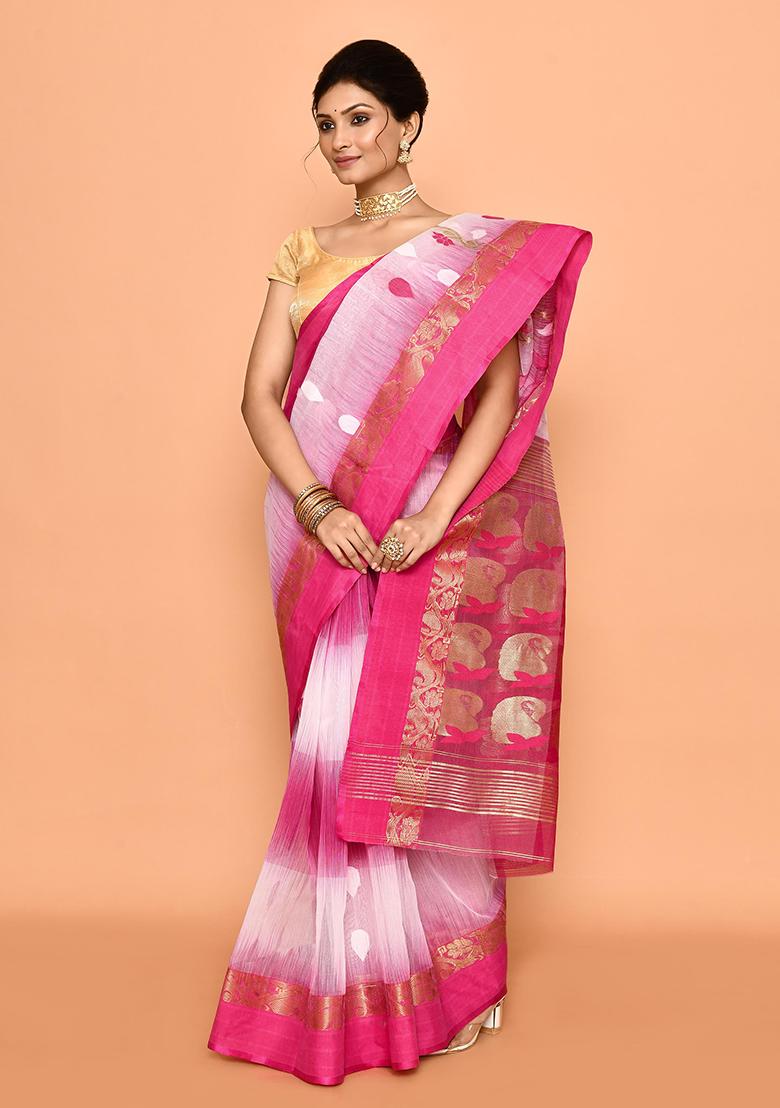 Off White Zari Work Cotton Saree (Without Blouse)