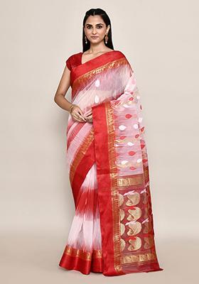 Off White Zari Work Cotton Saree (Without Blouse)