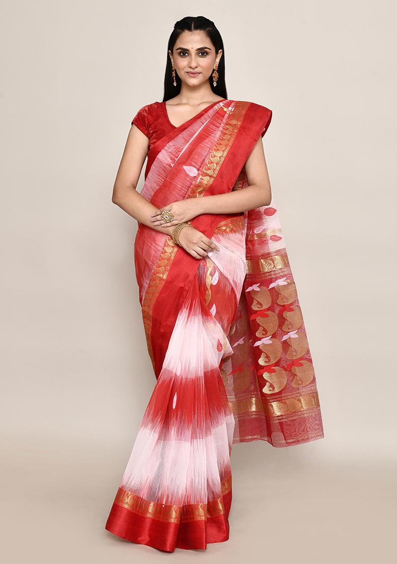 Off White Zari Work Cotton Saree (Without Blouse)