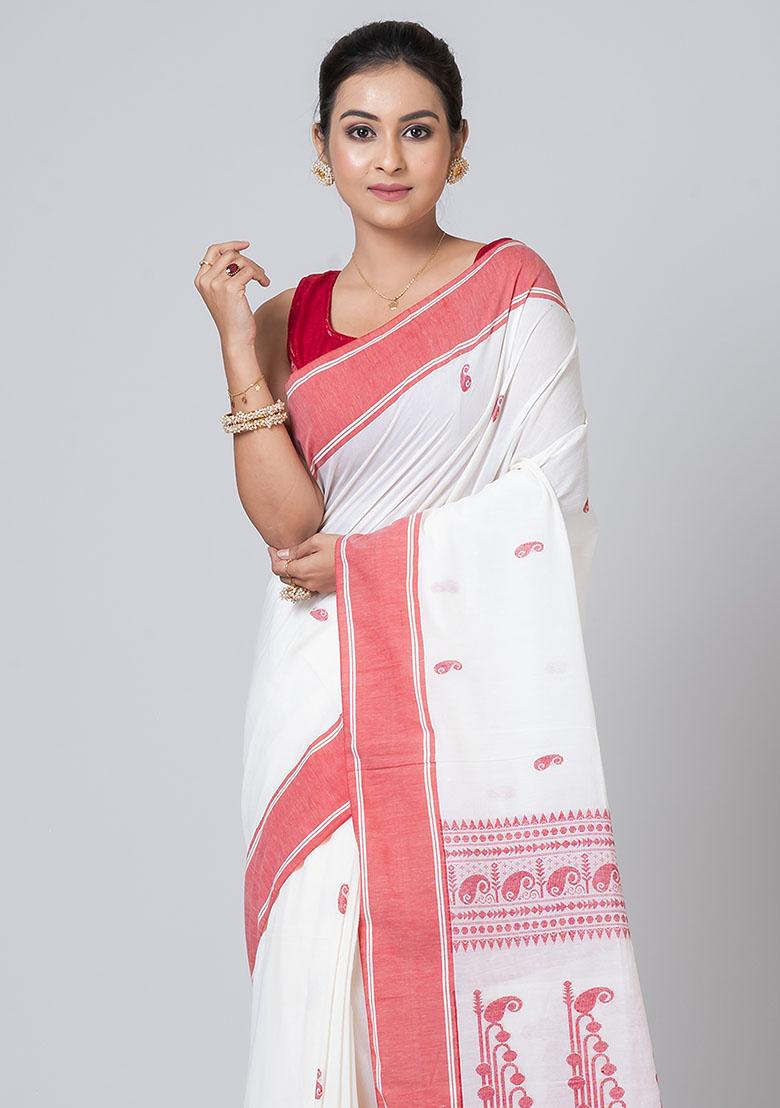 White Jamdani Cotton Saree Set