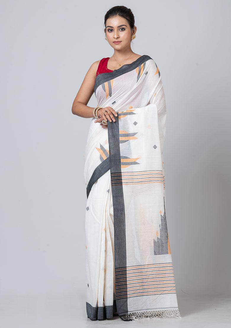 Off White Jamdani Cotton Saree Set