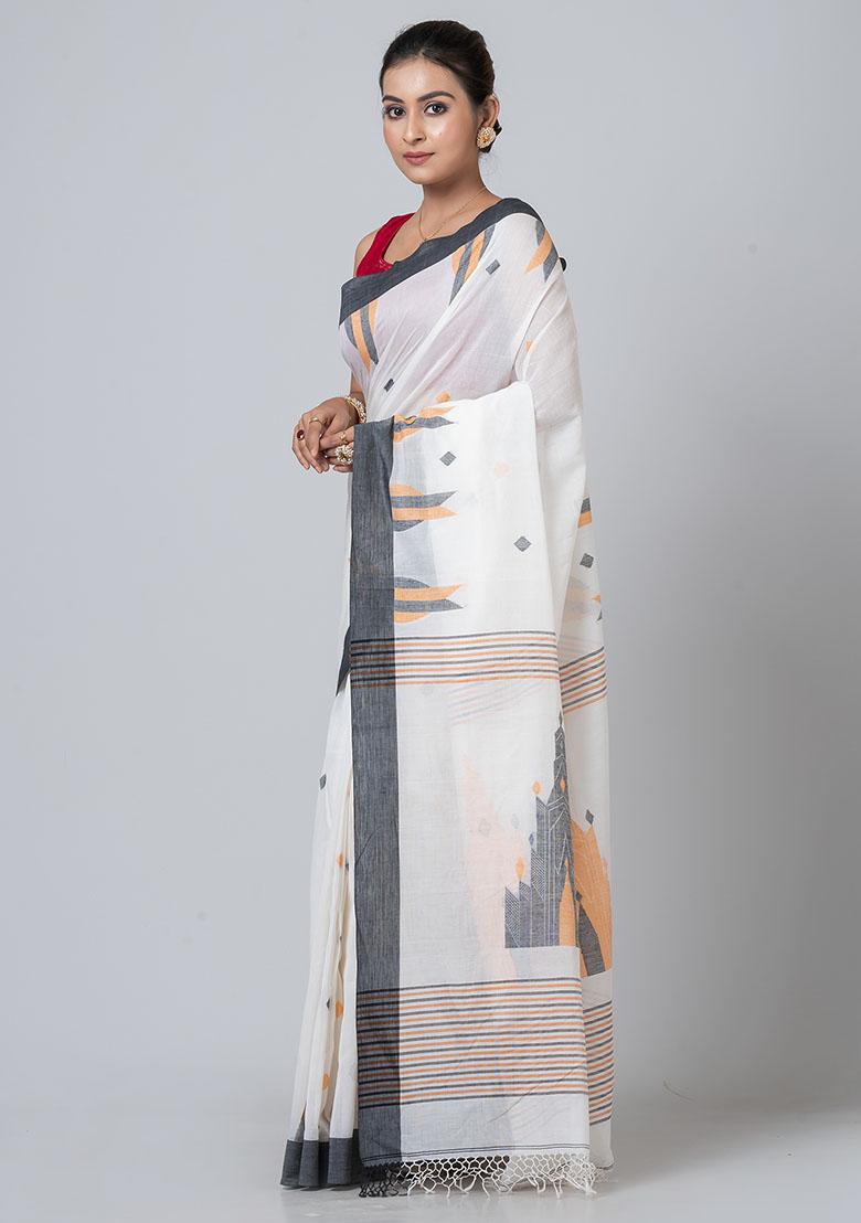 Off White Jamdani Cotton Saree Set