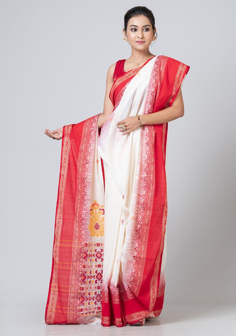 Off White Jamdani Cotton Saree Set