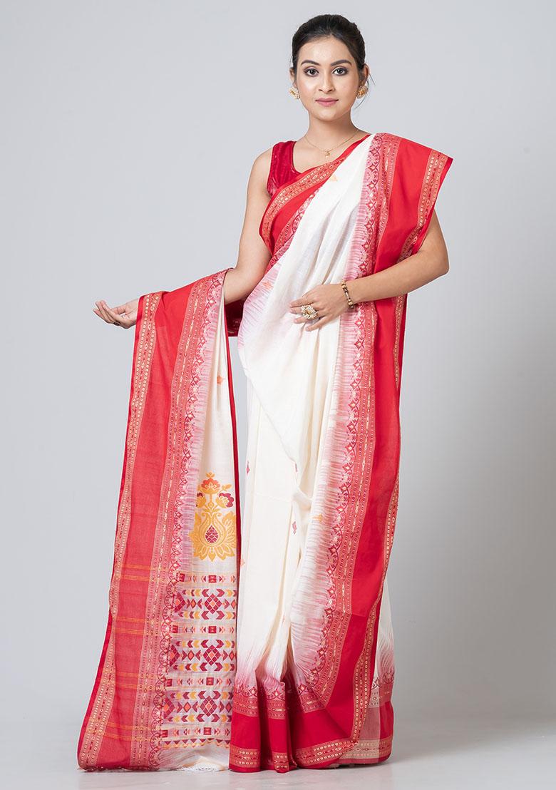 Off White Jamdani Cotton Saree Set