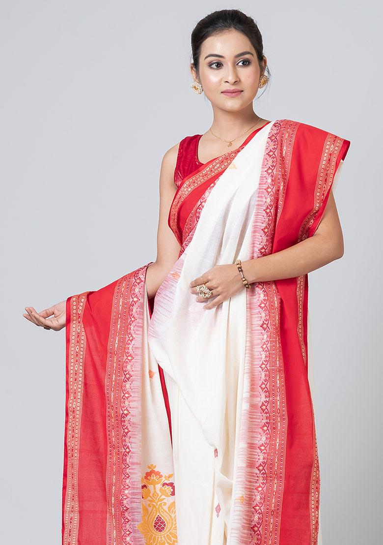 Off White Jamdani Cotton Saree Set